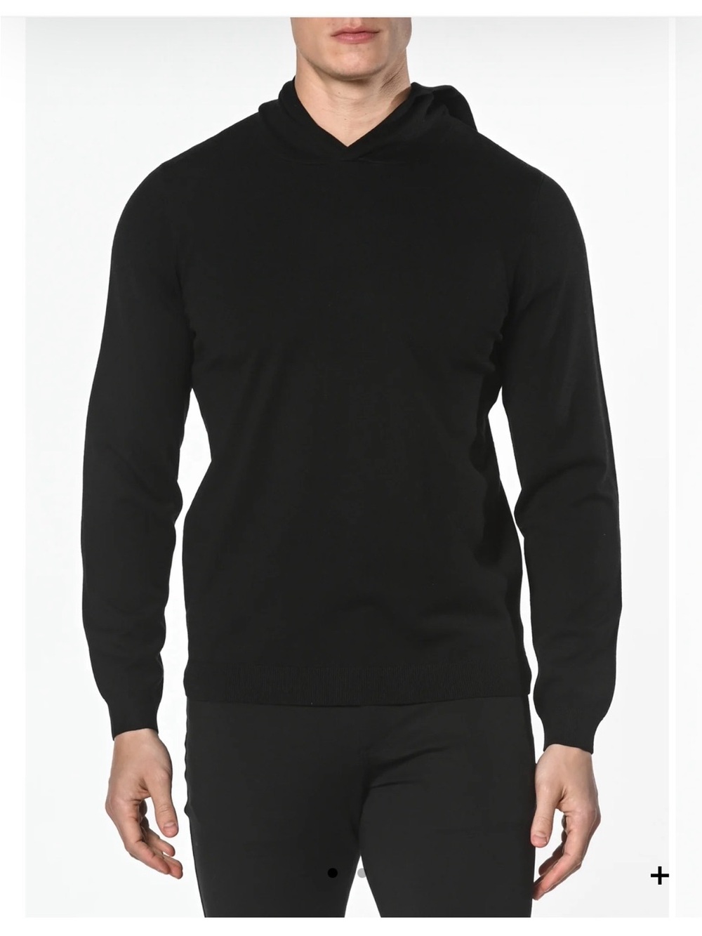 Men's Black Hooded Crewneck Sweater